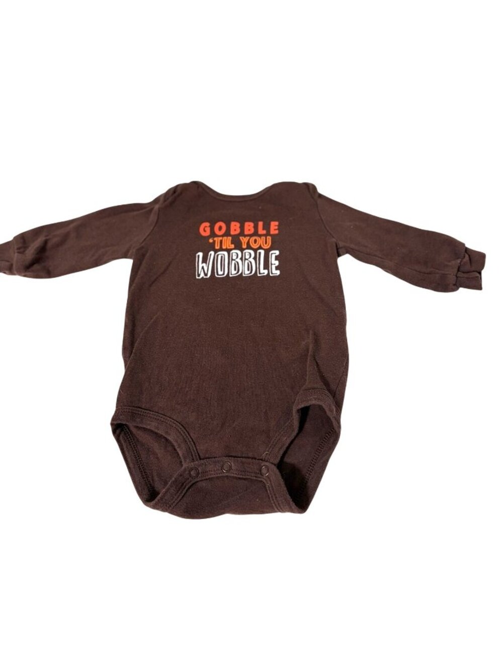 Carter's Infant Baby Size 9 months Brown Long Sleeve Thanksgiving 1 piece bodysu